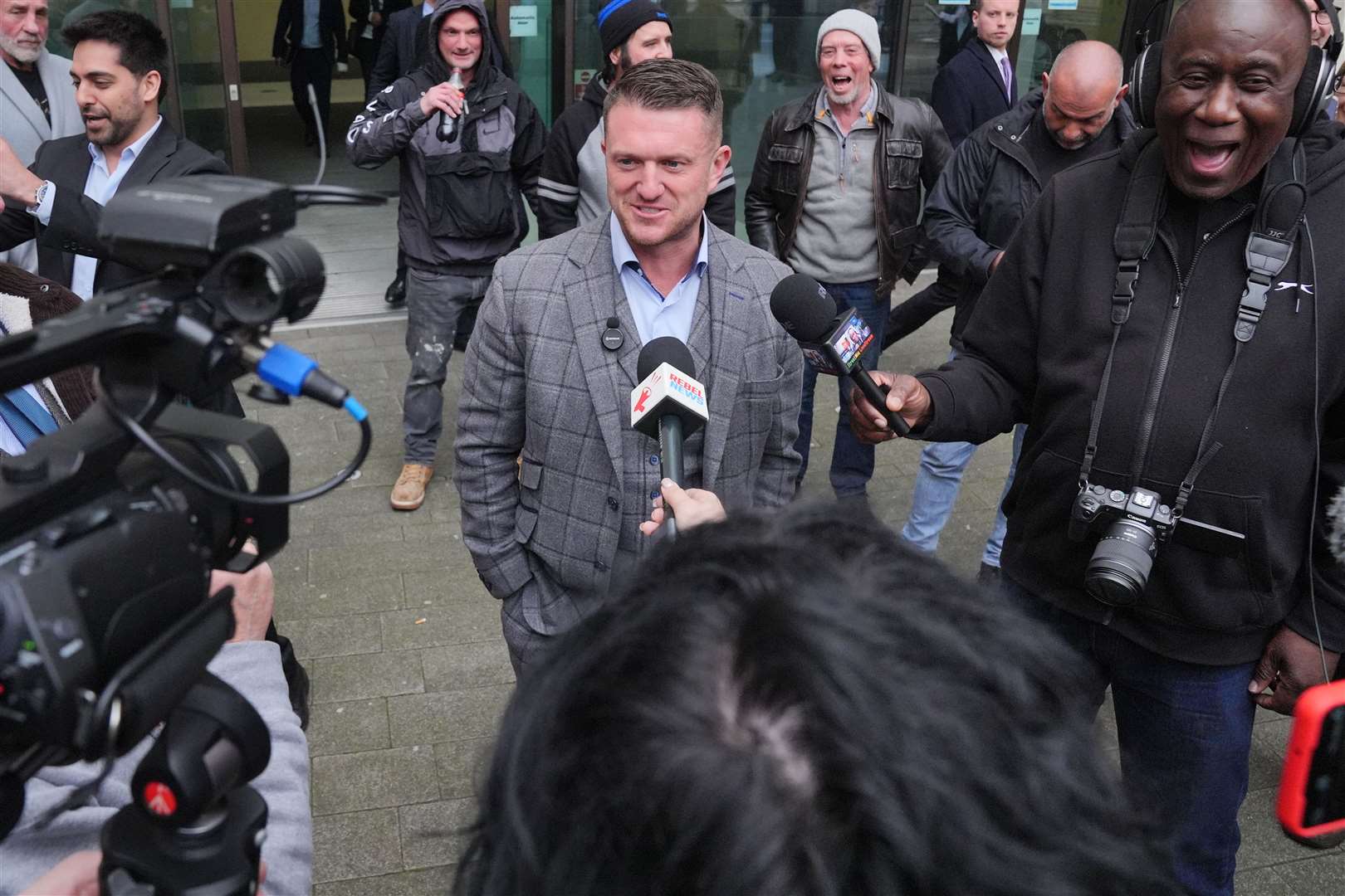 Tommy Robinson outside Westminster Magistrates’ Court on Monday (Jonathan Brady/PA)