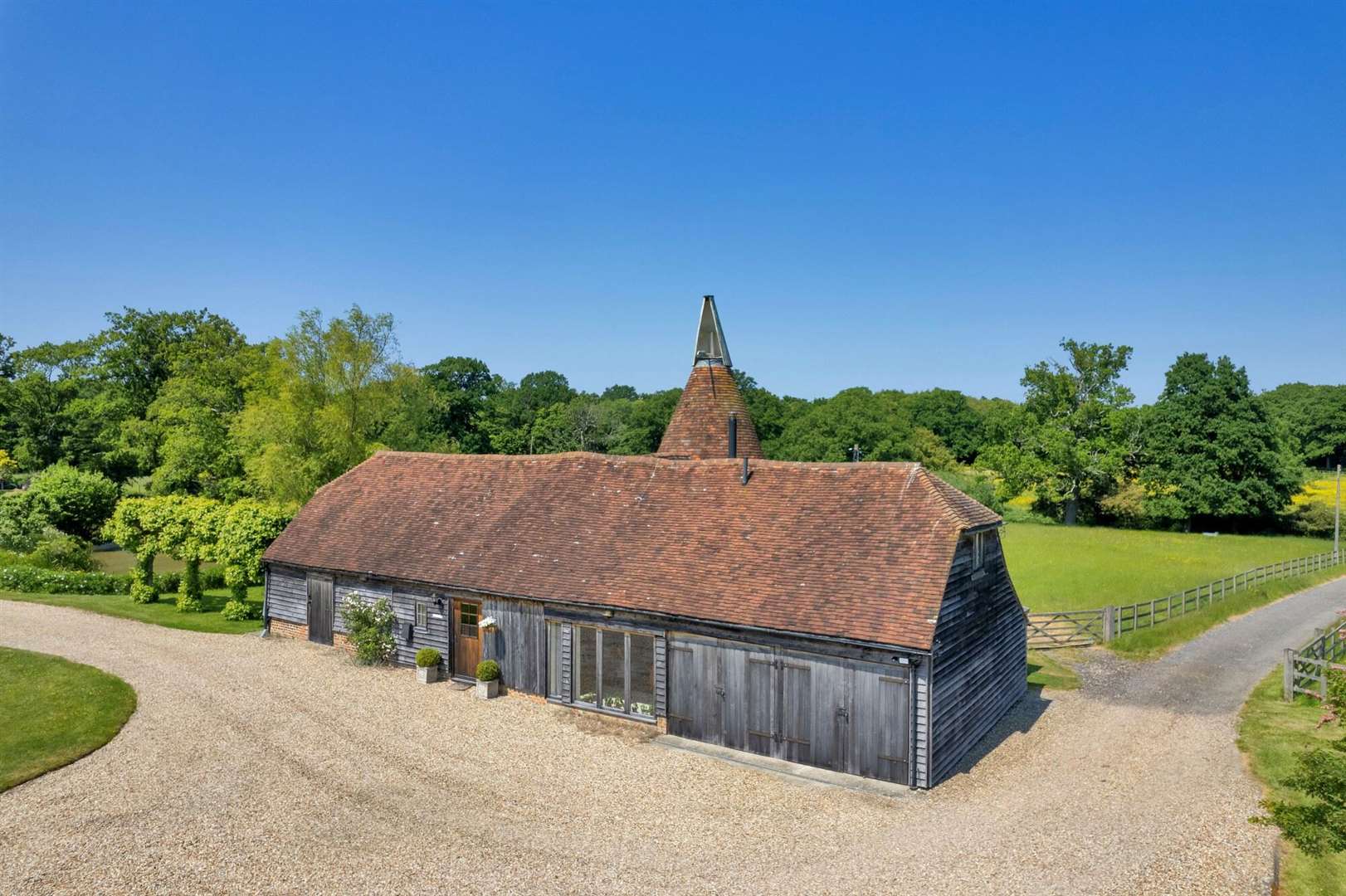 The manor on the outskirts of Biddenden, near Tenterden also features a three-bedroom oast, over 2000 sq ft in floorspace